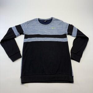 Nike Men’s Black & Heather Blue Crewneck with Lime Swoosh Size Small